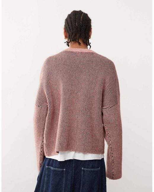 Weekday Blue Alek Wool Blend Jumper With Two-tone Rib for men
