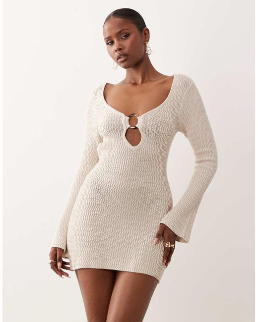 Honest The Label Green Mira Knitted Mini Dress With Pearl