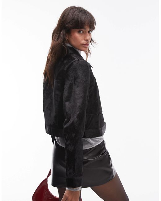 Mango Black Capsule Leather Boxy Jacket