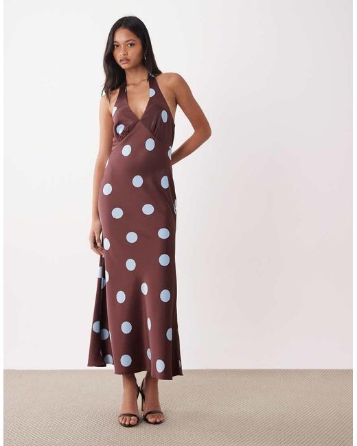 Nobody's Child Pink Cali Satin Occasion Hatlerneck Maxi Dress