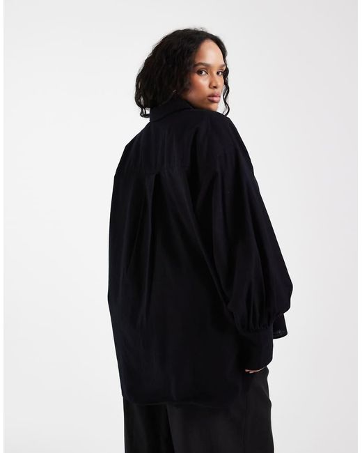 ASOS Black Asos Design Curve Linen Look Shirt
