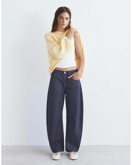 Jean bouffant rayé - moyen Pull&Bear en coloris Blue