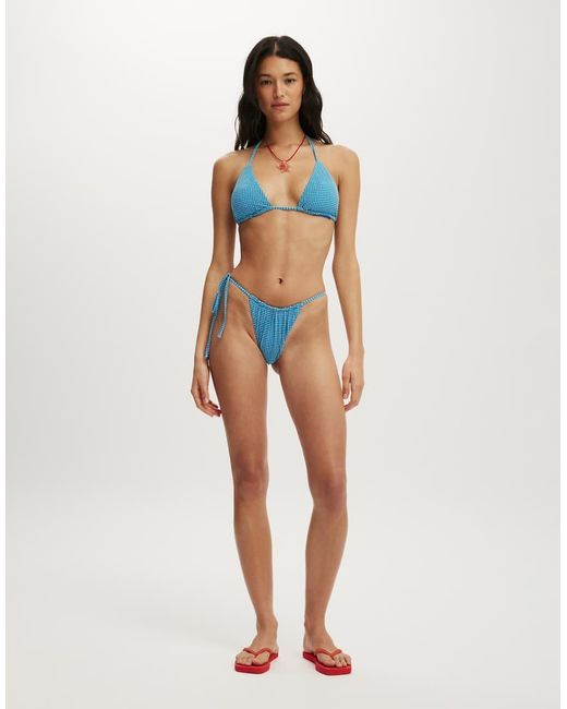 Cotton On White Side Tie Gathered Brazilian Bikini Bottom