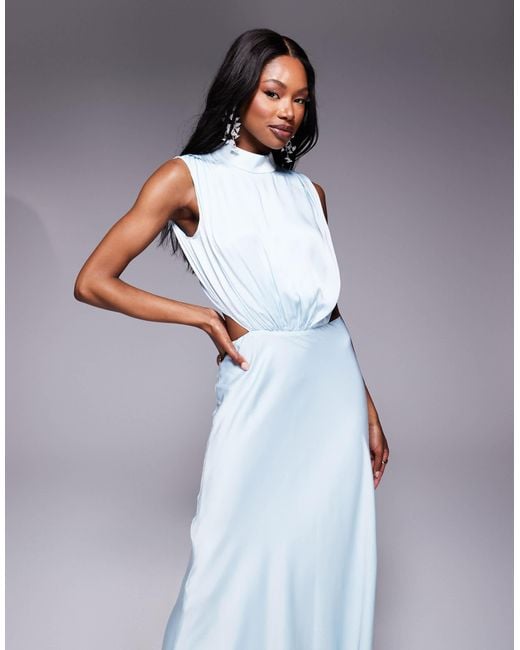 Bardot Gray Open Back High Neck Maxi Dress