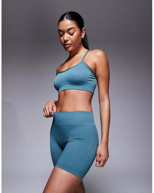 Adidas Originals Blue Adidas Training Knit 4"" Booty Shorts