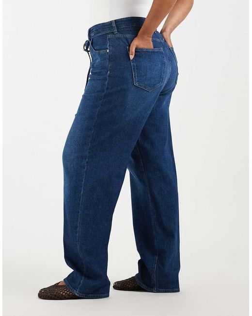 ONLY Blue Gianna Tie Waist Straight Leg Jeans