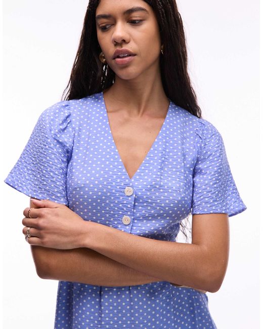 & Other Stories Blue Flutter Sleeve Midaxi Dress
