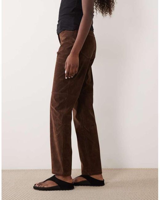 Bardot Brown Faux Suede High Waisted Button Pants