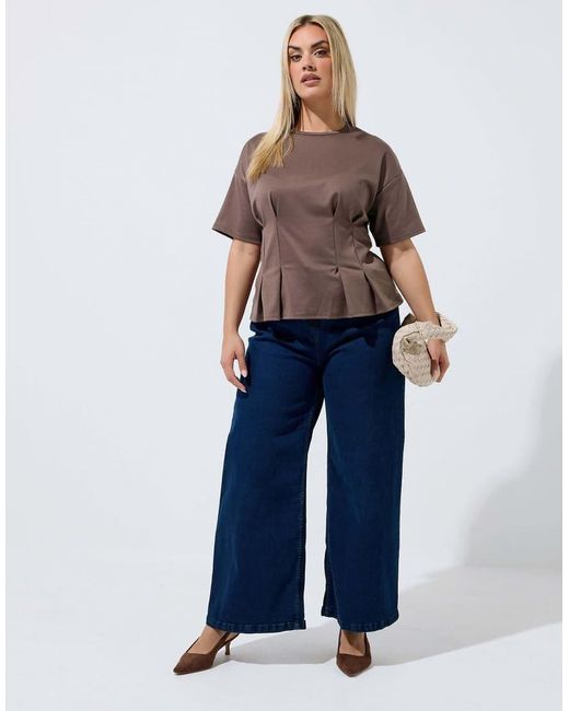Yours Clothing Blue Cinched Waist T-Shirt