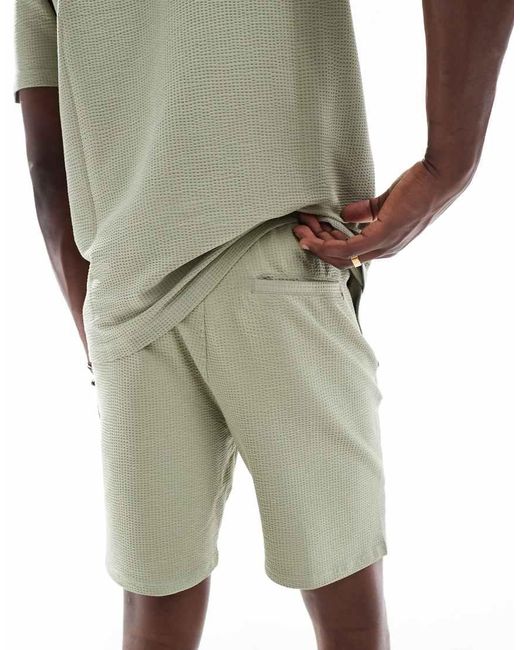 Only & Sons Short Met Wafelstructuur in het Green voor heren
