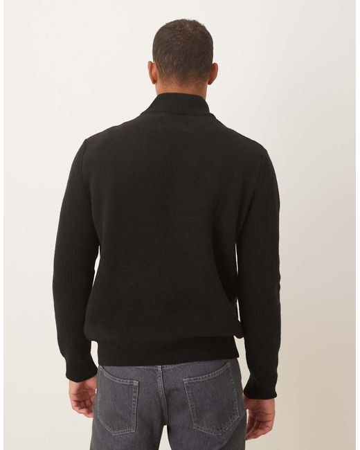 Barbour Black Milburn Zip Through Knitted Jumper for men
