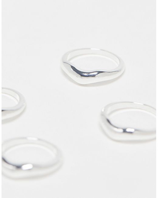 TOPSHOP White – remy– 4er-pack verte ringe im geschmolzenem wishbone-design