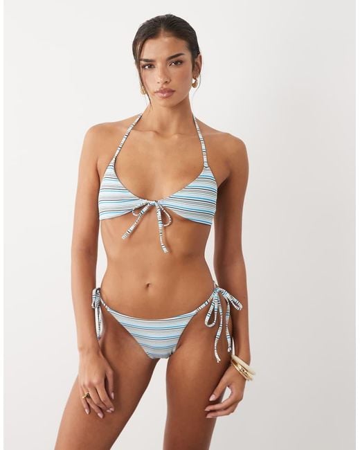 Gina Tricot Blue Mix And Match Front Tie Bikini Top