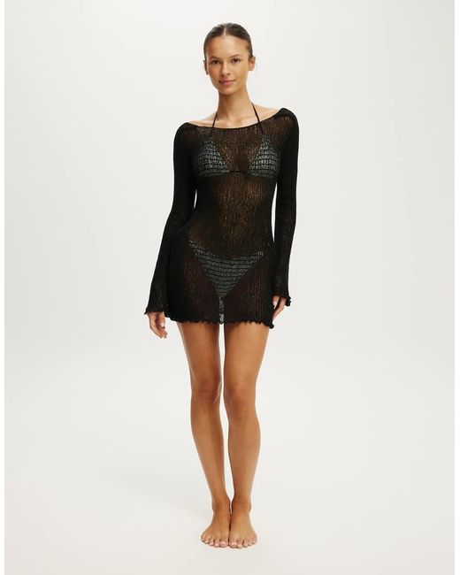 Cotton On Black Rumi Open Knit Mini Dress