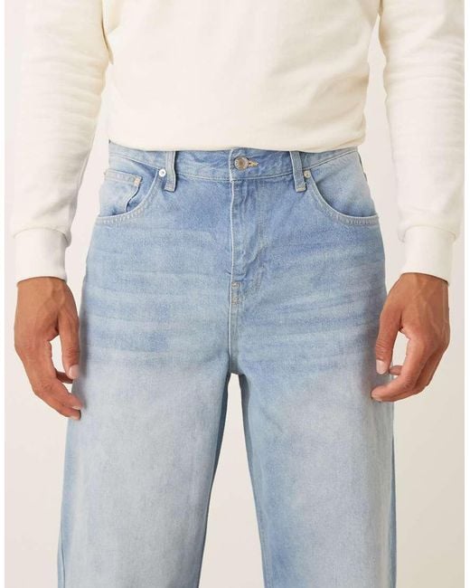 ASOS Baggy Jeans Met Middenblauwe Wassing in het Blue voor heren