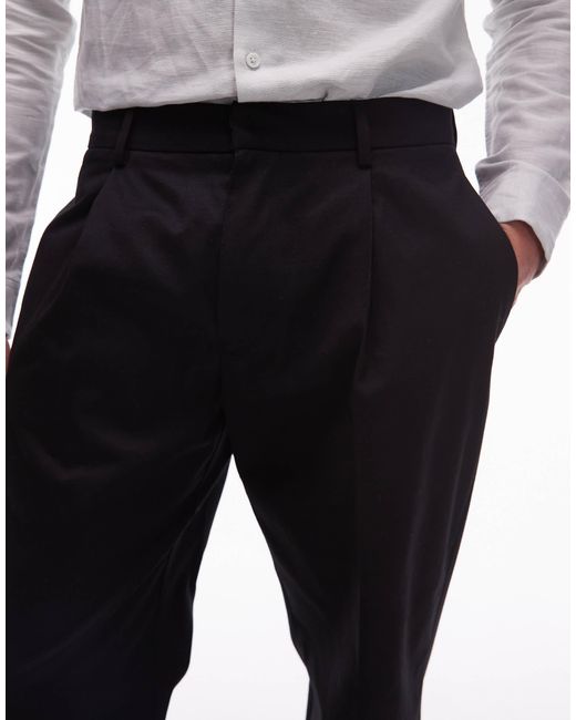 Topman – lässig geschnittene anzughose aus leinenmix in White für Herren