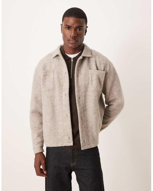 ASOS Natural Relaxed Jacket With Wool Look for men