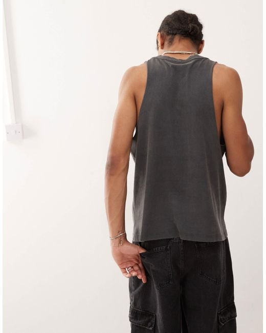Collusion Gray Printed Cut Off Tank Top for men