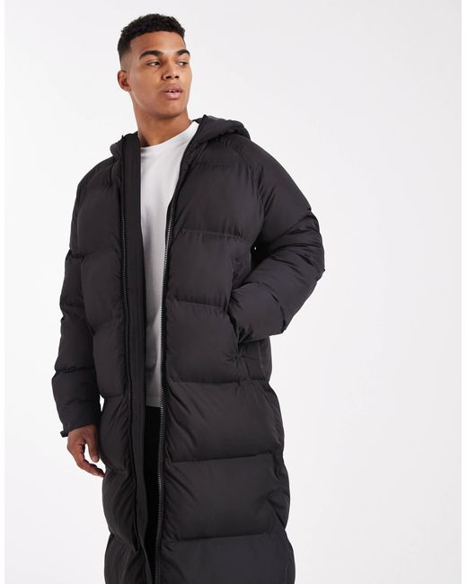 ASOS Black Longline Puffer Jacket for men