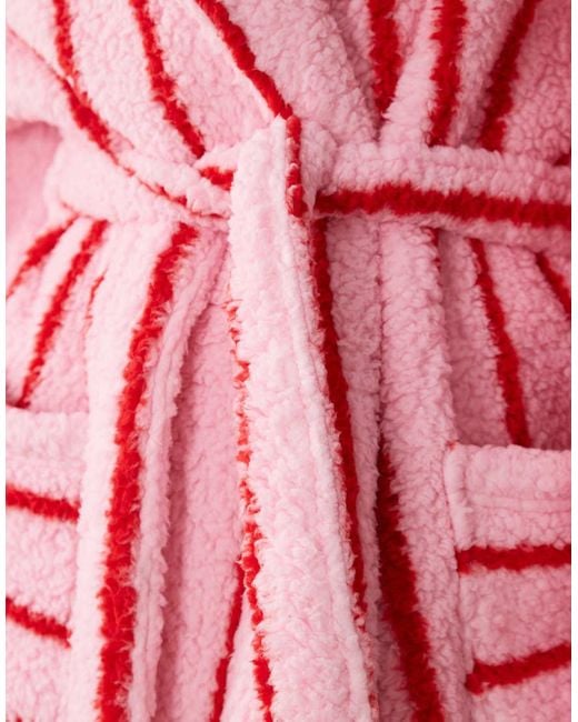 Threadbare Red Striped Dressing Gown With Hood