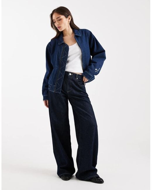 Santa Cruz Blue Denim Zip Up Bomber Jacket