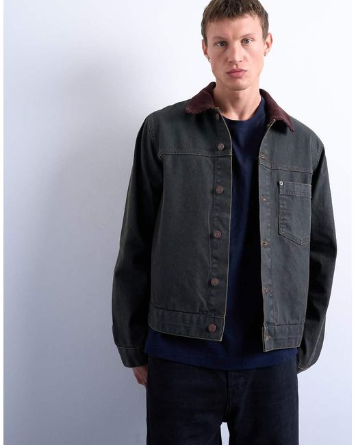 Chaqueta Vaquera Tintado Estilo Camisa Holgada De Topman de hombre de color Blue