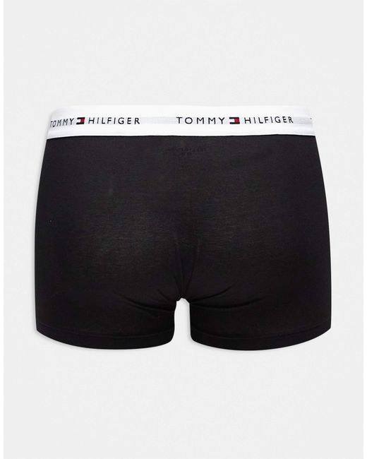 Tommy Hilfiger Black Signature Cotton Essentials 3 Pack Trunks for men