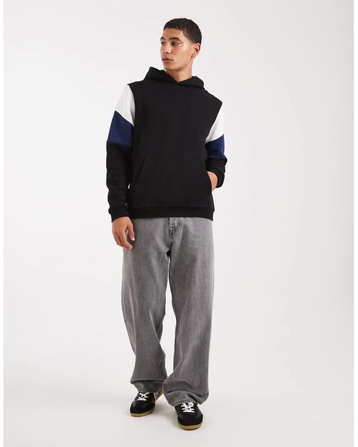 ASOS Black Hoodie With Cut & Sew for men
