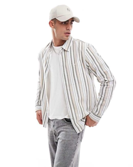 Camicia A Righe Con Tasche Applicate di Another Influence in Gray da Uomo