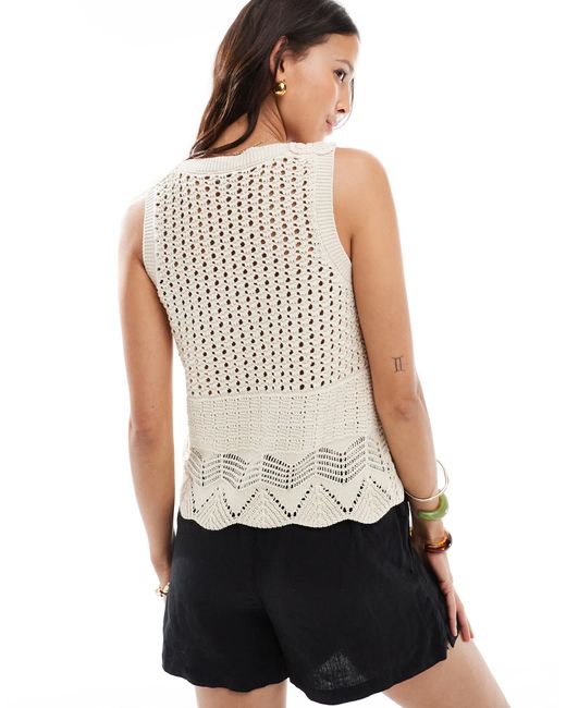Object White Crochet Knitted Cami Top