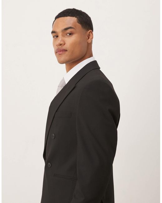 ASOS Black Double-breasted Regular Suit Jacket for men