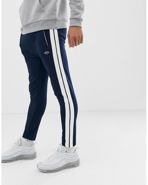 Replay Blue joggers With Side Stripe for men