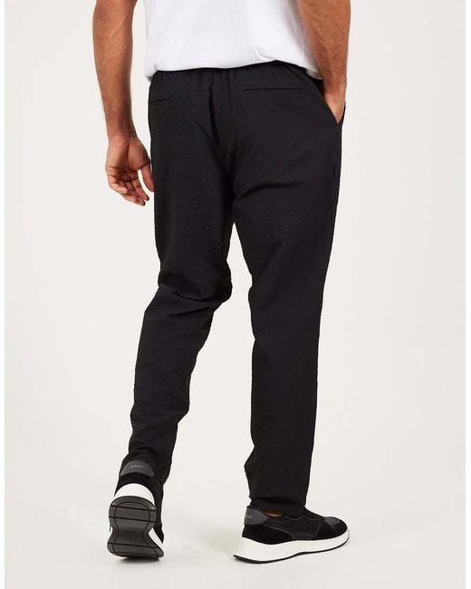 Brave Soul Black Straight Leg Seersucker Trousers for men