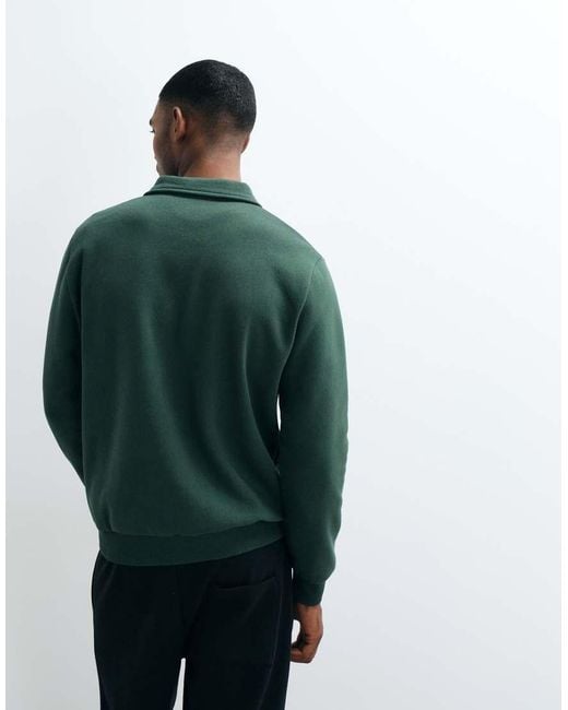 ASOS Green Long Sleeve Zip Polo for men