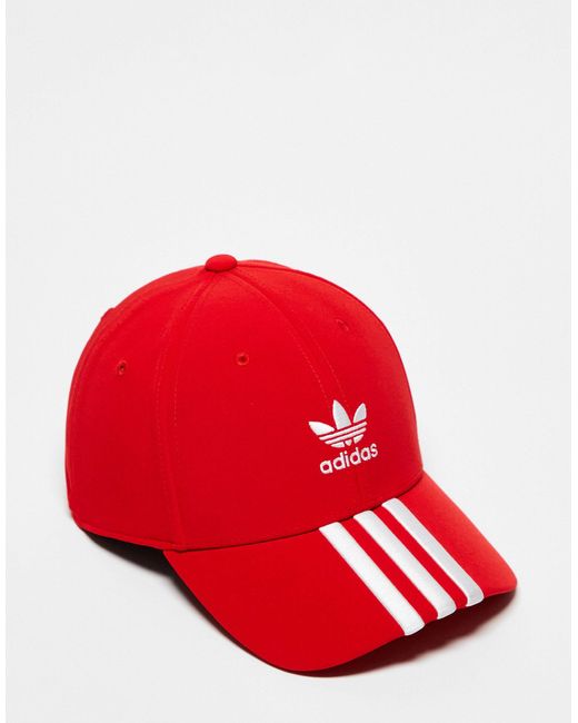 Gorra roja con 3 rayas Adidas Originals de color Red
