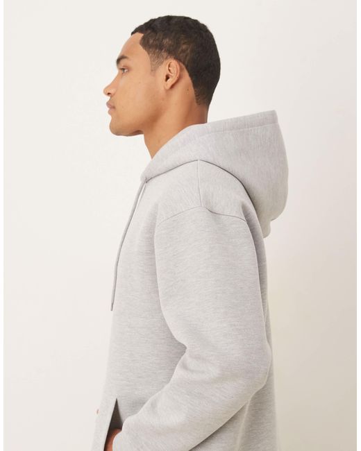 Sweat à capuche oversize en tissu style néoprène avec ourlet fixe et cordon ASOS pour homme en coloris Gray