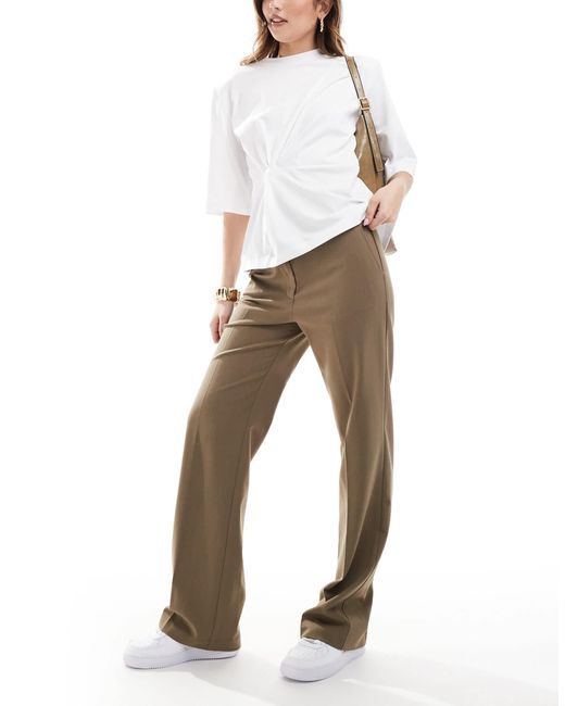ASOS Natural Tailored Slim Straight Pants