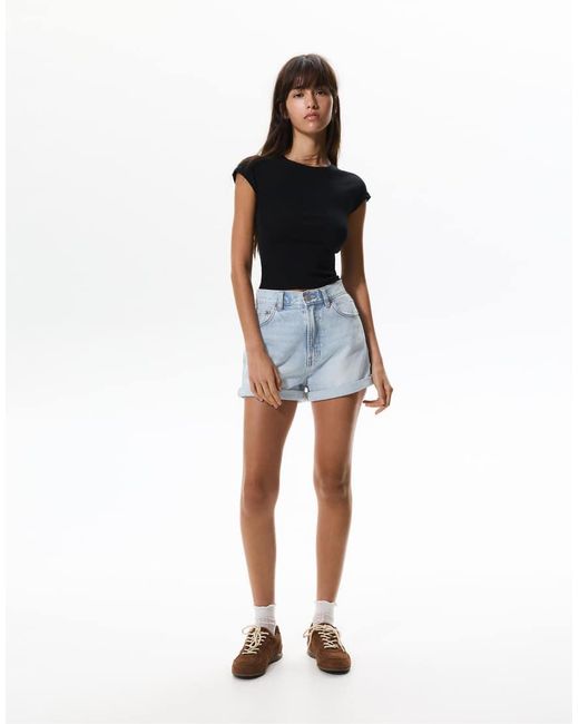 Pull&Bear Red Mom Denim Shorts