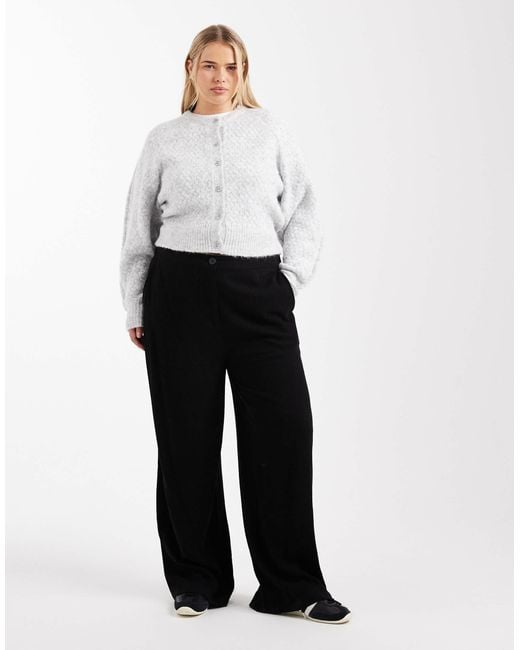 ASOS White Asos Design Curve Crew Neck Cardigan With Stitch Detail
