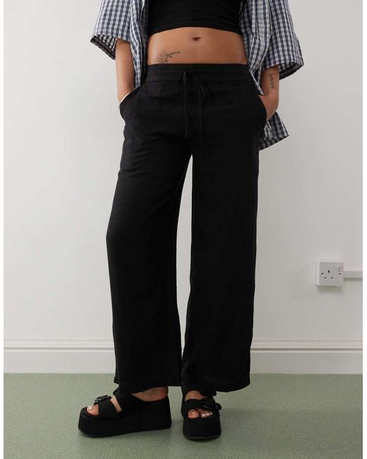 Noisy May Black Loose Fit Linen Mix Trouser