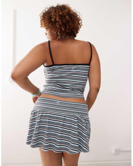 Collusion Blue Plus Mini Stripe Cami Co-Ord