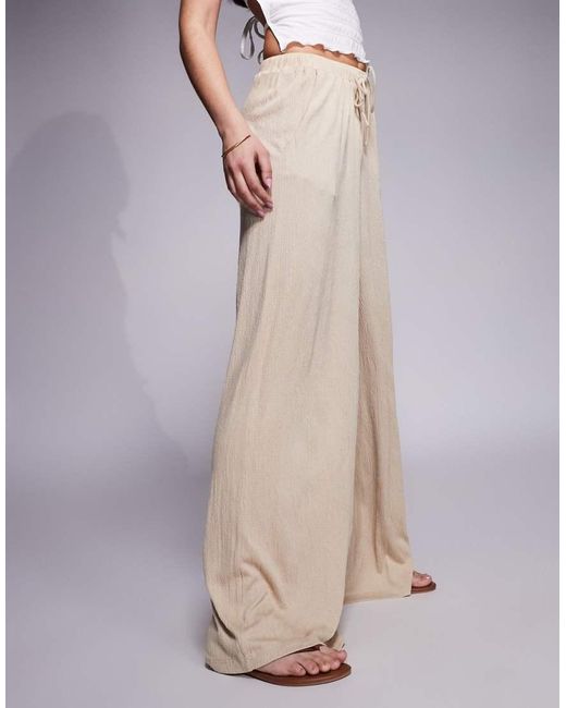 ASOS Natural Crinkle Tie Waist Wide Leg Trouser Co Ord