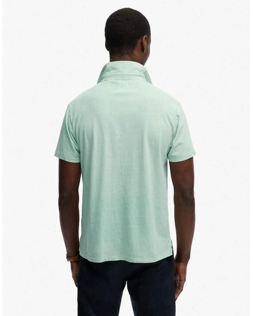 Superdry Green Classic Cotton Linen Polo Shirt for men
