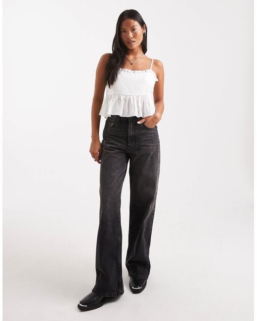 ASOS White Asos Design Petite Wide Leg Dad Jeans
