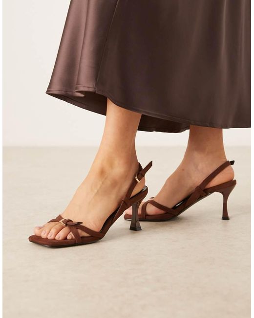 Glamorous Brown Heeled Sandals With Buckle Detail