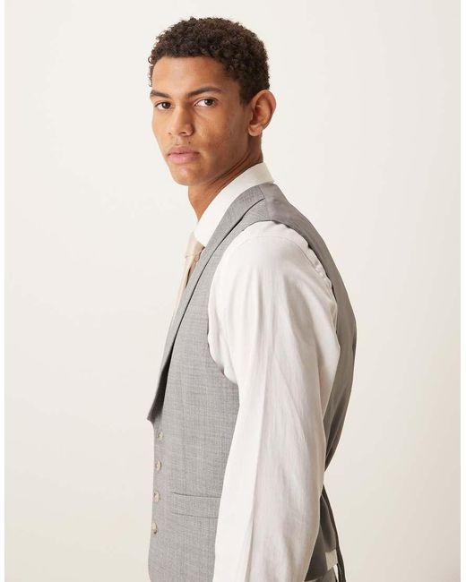 ASOS Gray Wool Mix Slim Suit Waistcoat for men