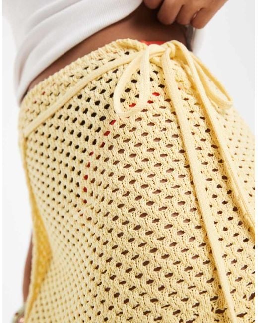 Reclaimed Vintage Natural Crochet Knit Beach Wrap Skirt