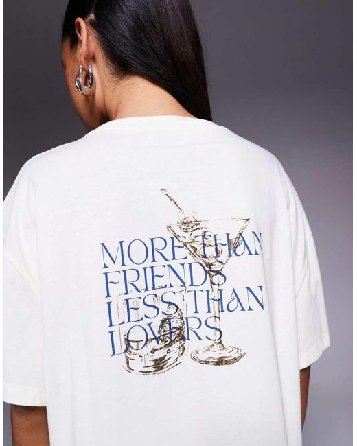 Princess Polly White More Than Friends Oversized Cocktail Motif T-shirt