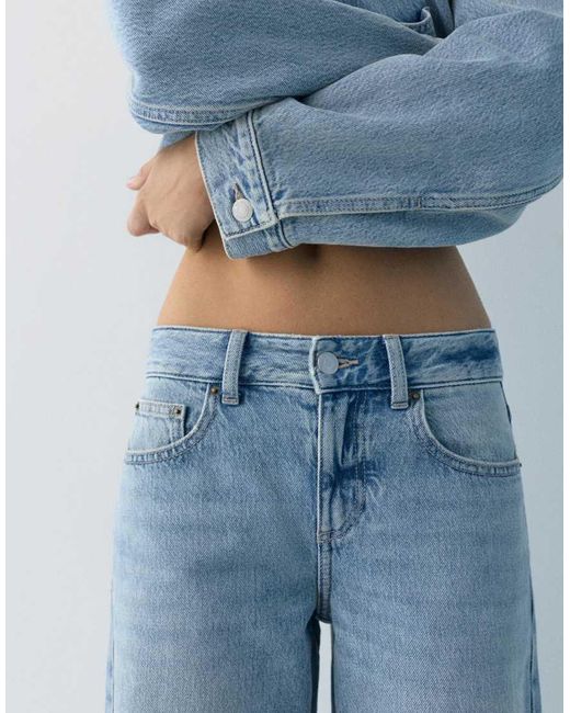 Pull&Bear Blue Low-Rise Culottes Jeans