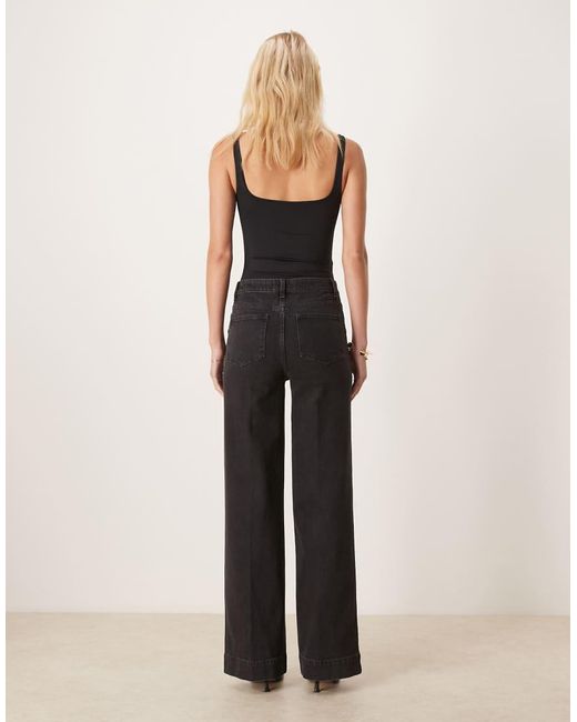 Vaqueros Negros De Pernera Ancha Y Talle Alto Con Bolsillos Delanteros De Asos Design Tall ASOS de color Black